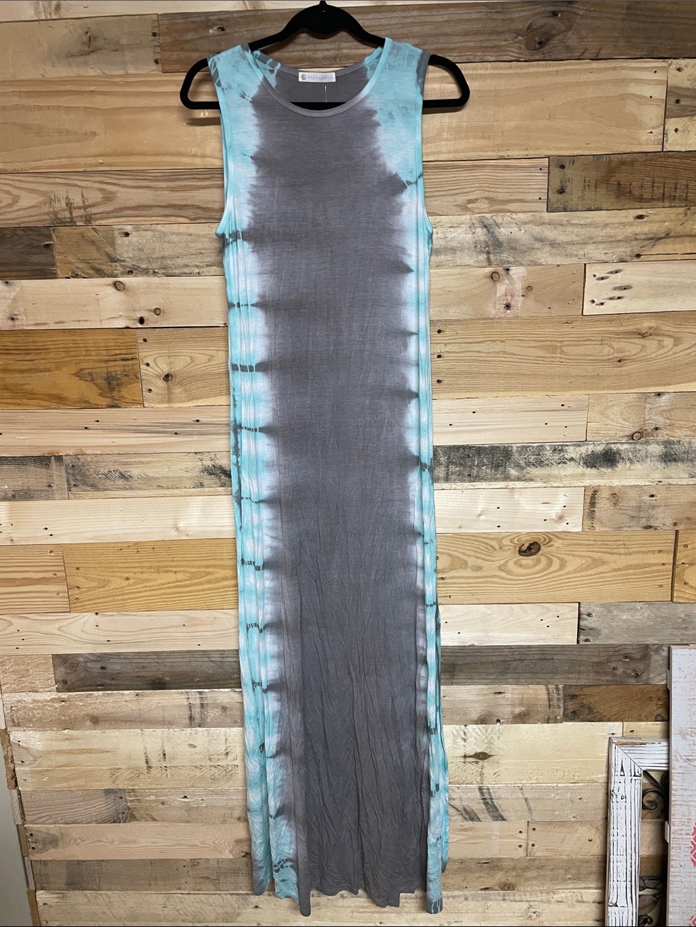 FSL+Apparel size Medium Blue and Gray Tie-Dye Sleeveless Maxi Dress with Slit